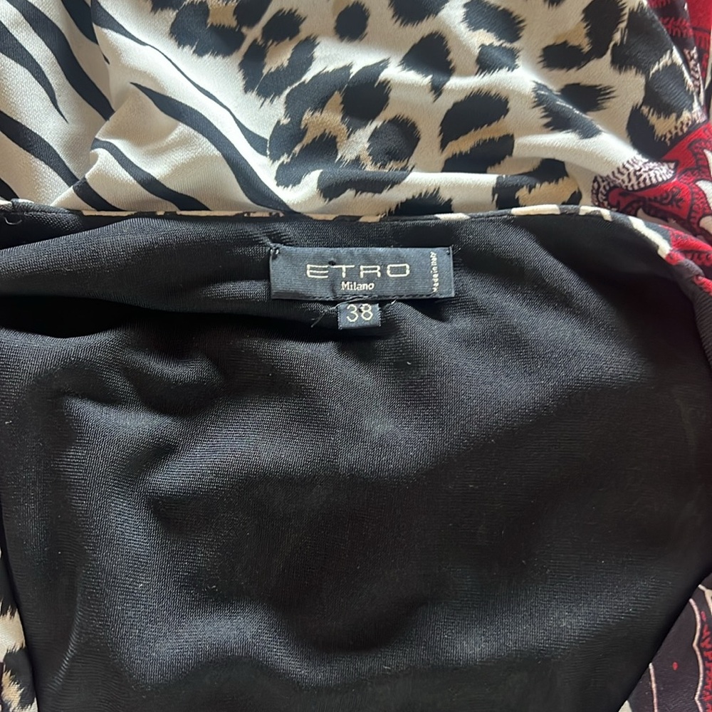 Etro Multi Print Ruched V-Neck Dress - Picture 6 of 7